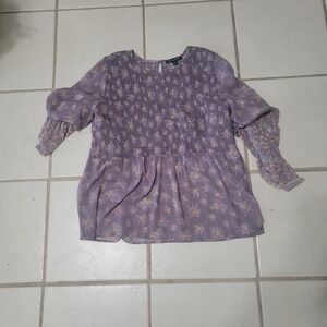 American Eagle Outfitters Purple Floral Blouse